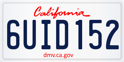 CA license plate 6UID152