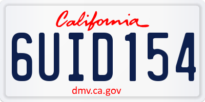 CA license plate 6UID154