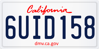CA license plate 6UID158