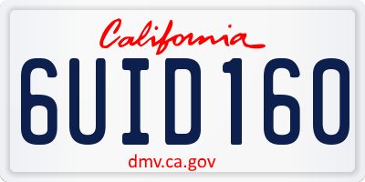 CA license plate 6UID160
