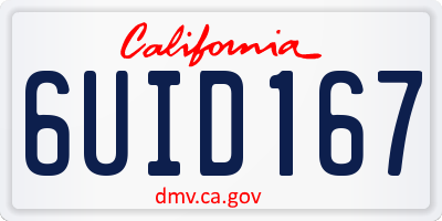 CA license plate 6UID167