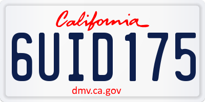CA license plate 6UID175
