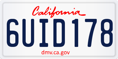CA license plate 6UID178
