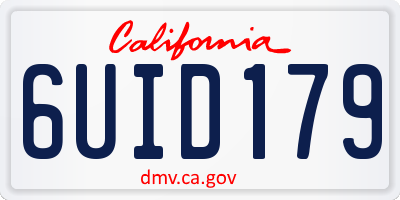 CA license plate 6UID179
