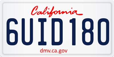 CA license plate 6UID180