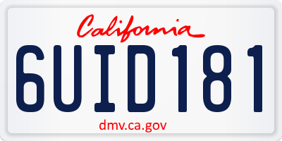 CA license plate 6UID181