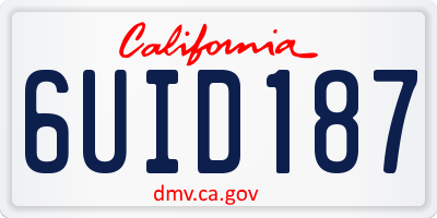 CA license plate 6UID187