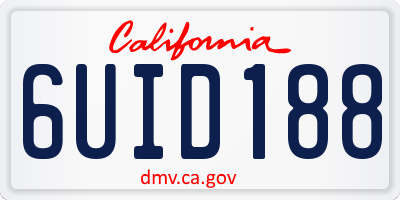 CA license plate 6UID188