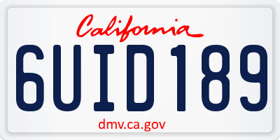 CA license plate 6UID189