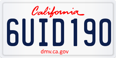CA license plate 6UID190