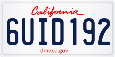 CA license plate 6UID192