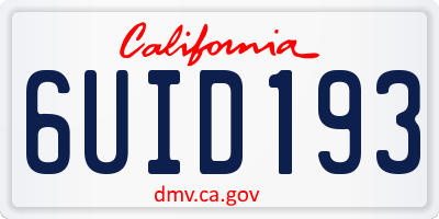 CA license plate 6UID193