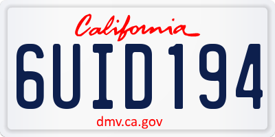 CA license plate 6UID194