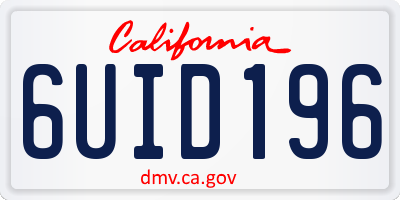 CA license plate 6UID196