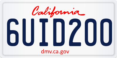 CA license plate 6UID200