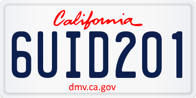 CA license plate 6UID201