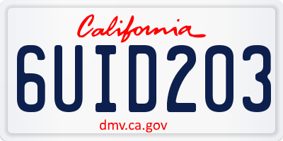 CA license plate 6UID203