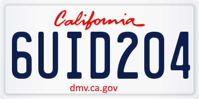 CA license plate 6UID204