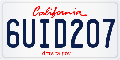 CA license plate 6UID207