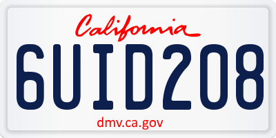 CA license plate 6UID208