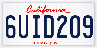 CA license plate 6UID209