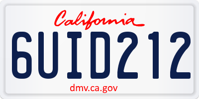 CA license plate 6UID212