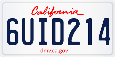 CA license plate 6UID214