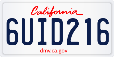 CA license plate 6UID216