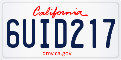 CA license plate 6UID217