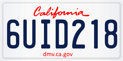 CA license plate 6UID218