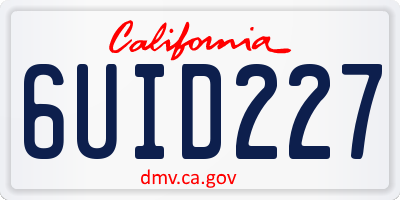CA license plate 6UID227