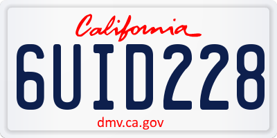 CA license plate 6UID228