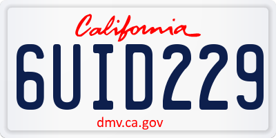 CA license plate 6UID229