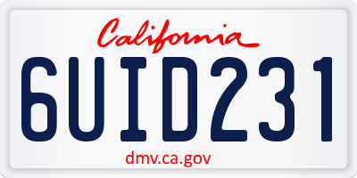 CA license plate 6UID231