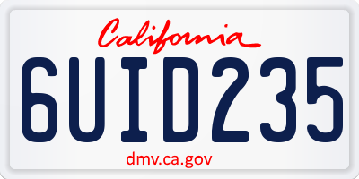 CA license plate 6UID235