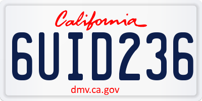 CA license plate 6UID236