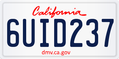 CA license plate 6UID237