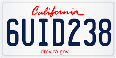 CA license plate 6UID238