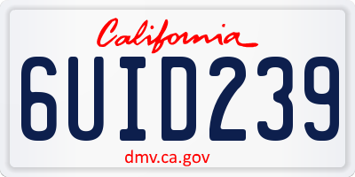CA license plate 6UID239