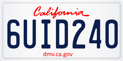CA license plate 6UID240