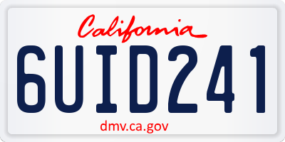 CA license plate 6UID241