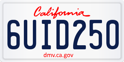 CA license plate 6UID250