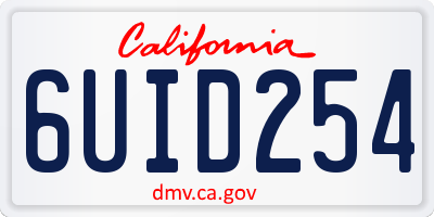 CA license plate 6UID254