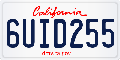 CA license plate 6UID255