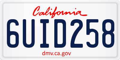 CA license plate 6UID258
