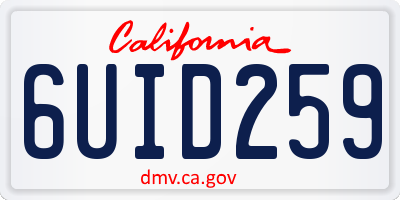CA license plate 6UID259