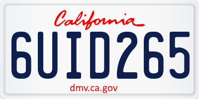 CA license plate 6UID265