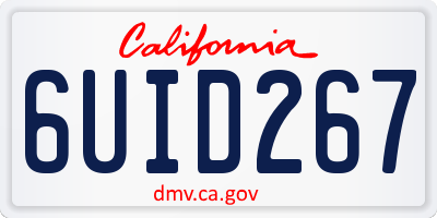 CA license plate 6UID267