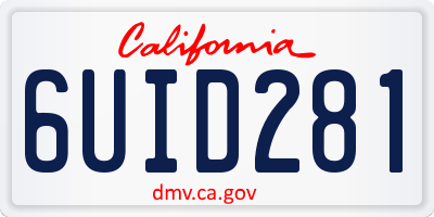 CA license plate 6UID281