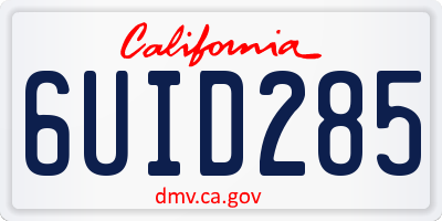 CA license plate 6UID285